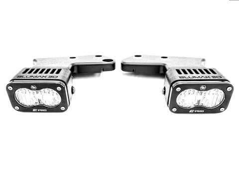 BluMak3D Adjustable LED Ditch Light Housings-Upgraded to Baja Designs S2 PRO LED Pods (4490 Lumens-pair) for Ford Bronco