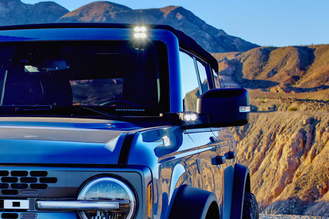 BluMak3D Roof Light Housings with Baja Designs Squadron Sport LEDs. '21+ Ford Bronco