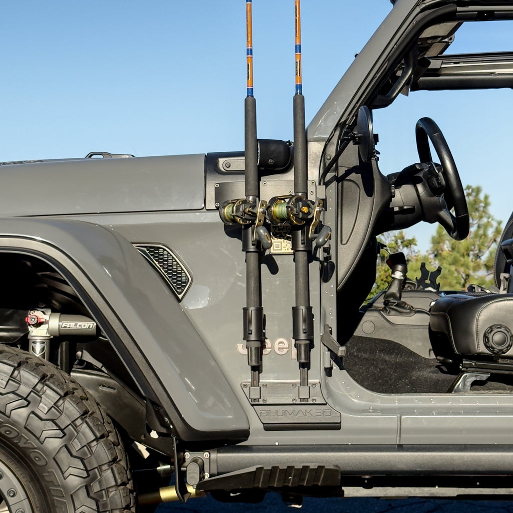 Rail Mount Fishing Rod Holder for Jeep Wrangler JL & Gladiator JT BluMak3D Rail Mount Fishing Rod Holder for Jeep Wrangler JL & Gladiator JT BluMak3D